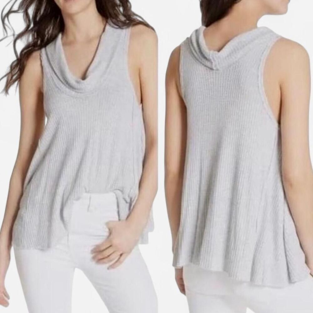Free People Cowl Neck Slouchy Thermal Top – Boho Cozy (S)